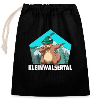 Kleinwalsertal Murmeltier für einen Walser - Verschließbarer Geschenkbeutel aus Baumwolle (25x30cm) - Schwarz - Vorne