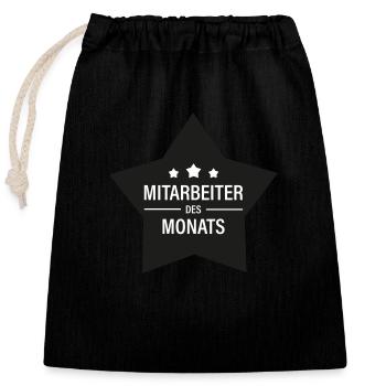Mitarbeiter des Monats - Verschließbarer Geschenkbeutel aus Baumwolle (25x30cm) - Schwarz - Vorne