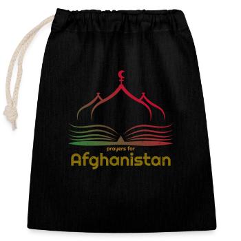 Gebete für Afghanistan. Afghanische Solidarität - Verschließbarer Geschenkbeutel aus Baumwolle (25x30cm) - Schwarz - Vorne