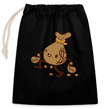 Happy Walking Money Bag Comic - Closable cotton gift bag (25x30cm) - black - Front