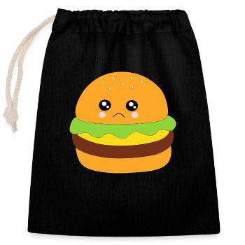 Burger, fast food, essen, kochen - Verschließbarer Geschenkbeutel aus Baumwolle (25x30cm) - Schwarz - Vorne