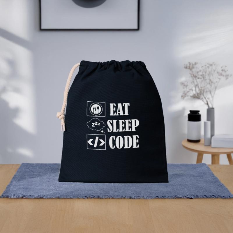 Eat Sleep Code Coding Software Verschließbarer Geschenkbeutel aus Baumwolle (25x30cm)