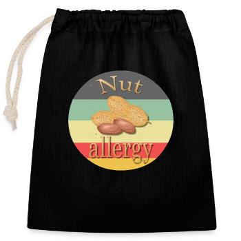 Nut Allergy - Verschließbarer Geschenkbeutel aus Baumwolle (25x30cm) - Schwarz - Vorne