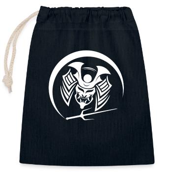 Masque de samouraï Masque de guerrier Masque Oni - Sac cadeau en coton avec cordon (25 x 30 cm) - bleu marine - Devant