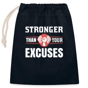No Excuses Conception de chemise de gymnastique - Sac cadeau en coton avec cordon (25 x 30 cm) - bleu marine - Devant
