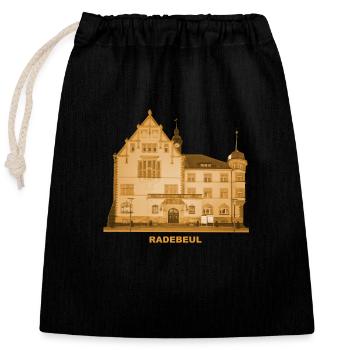 Radebeul Rathaus Sachsen Meißen Weinanbau Karl May - Verschließbarer Geschenkbeutel aus Baumwolle (25x30cm) - Schwarz - Vorne