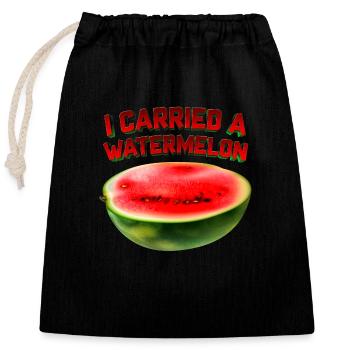 I Carried A Watermelon - Verschließbarer Geschenkbeutel aus Baumwolle (25x30cm) - Schwarz - Vorne