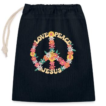 Liebe Frieden Jesus Christia groovy Hippie 70er Jahre Design - Verschließbarer Geschenkbeutel aus Baumwolle (25x30cm) - Navy - Vorne