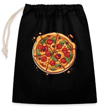 Pizza Love - Verschließbarer Geschenkbeutel aus Baumwolle (25x30cm) - Schwarz - Vorne