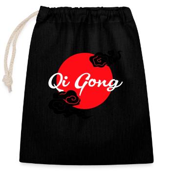 Nuages de Qigong - Sac cadeau en coton avec cordon (25 x 30 cm) - noir - Devant