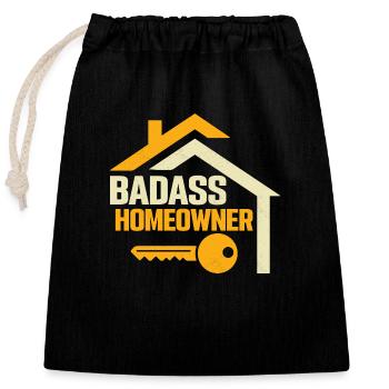 Badass Homeowner Housewarming House Owner - Closable cotton gift bag (25x30cm) - black - Front