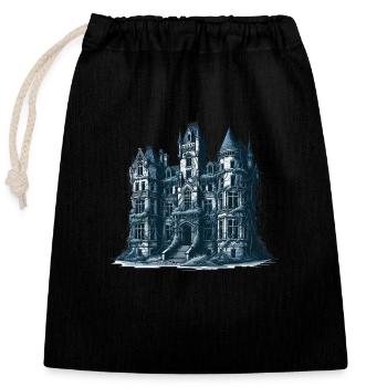 Mysterious abandoned castle with vineyards - Closable cotton gift bag (25x30cm) - black - Front