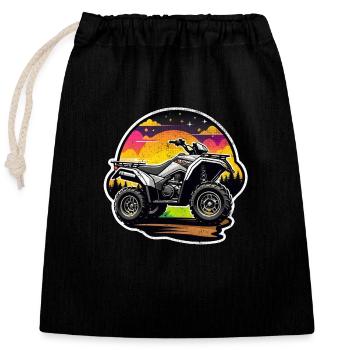 quad et tout terrain - Sac cadeau en coton avec cordon (25 x 30 cm) - noir - Devant