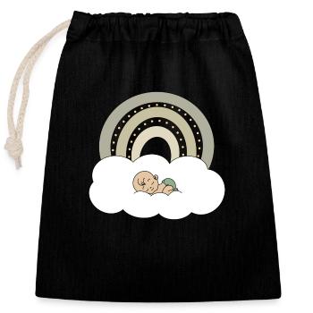 Bébé arc-en-ciel - Sac cadeau en coton avec cordon (25 x 30 cm) - noir - Devant