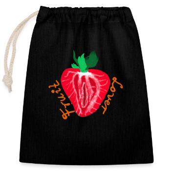 Fruit Lover - Verschließbarer Geschenkbeutel aus Baumwolle (25x30cm) - Schwarz - Vorne