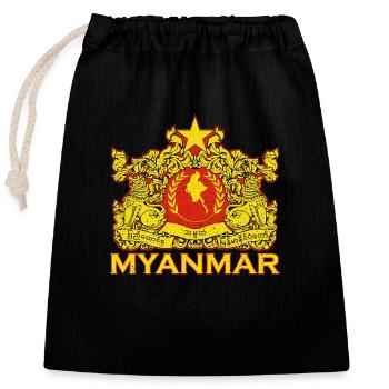 Myanmar Yangon Asien Birma Bamar Urlaub - Verschließbarer Geschenkbeutel aus Baumwolle (25x30cm) - Schwarz - Vorne