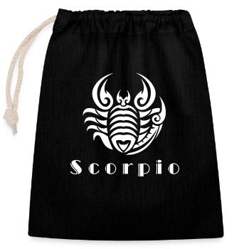 Scorpio birthday - Closable cotton gift bag (25x30cm) - black - Front