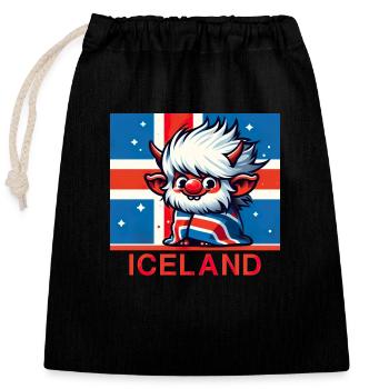 iceland Island 7 - Verschließbarer Geschenkbeutel aus Baumwolle (25x30cm) - Schwarz - Vorne