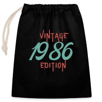 Vintage 1986 edition - Sac cadeau en coton avec cordon (25 x 30 cm) - noir - Devant