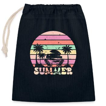 Summer Vibes - Retro Design - Closable cotton gift bag (25x30cm) - navy - Front