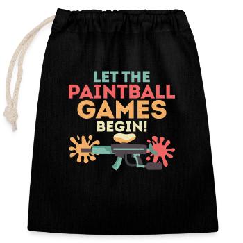 Let The Paintball Games Begin! Paintballer Tactica - Closable cotton gift bag (25x30cm) - black - Front