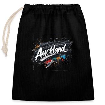 Auckland - New Zealand - Neuseeland - Kiwi - Aotea - Verschließbarer Geschenkbeutel aus Baumwolle (25x30cm) - Schwarz - Vorne