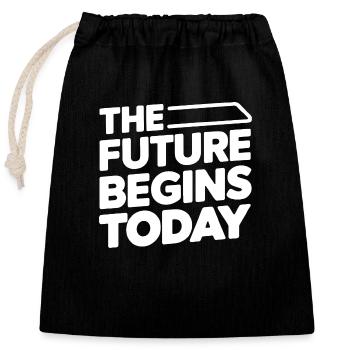 back to school - Closable cotton gift bag (25x30cm) - black - Front