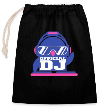 Drôle officiel DJ pingouin mixer Musique de fête - Sac cadeau en coton avec cordon (25 x 30 cm) - noir - Devant