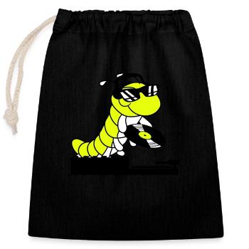 DJ Caterpillar Table de mixage de disques Soirée Musique de club - Sac cadeau en coton avec cordon (25 x 30 cm) - noir - Devant