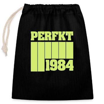 Perfekt 1984 - Verschließbarer Geschenkbeutel aus Baumwolle (25x30cm) - Schwarz - Vorne