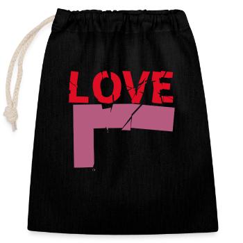 Love - Closable cotton gift bag (25x30cm) - black - Front