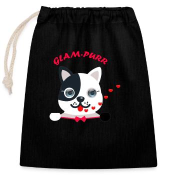 Cat- glampurr - Verschließbarer Geschenkbeutel aus Baumwolle (25x30cm) - Schwarz - Vorne