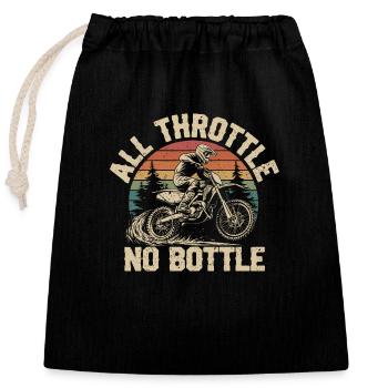 Motocross – Only full throttle counts - Closable cotton gift bag (25x30cm) - black - Front