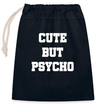 Mignon mais psychopathe - Mignon mais fou - Mignon - Sac cadeau en coton avec cordon (25 x 30 cm) - bleu marine - Devant