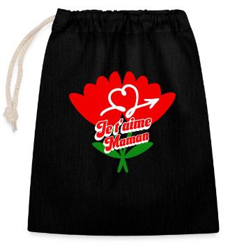 Je t'aime Maman Fête des Mères - Sac cadeau en coton avec cordon (25 x 30 cm) - noir - Devant