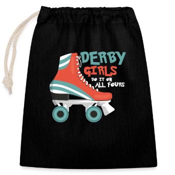 Derby Girls Do It On All Fours Skating Roller Derb - Verschließbarer Geschenkbeutel aus Baumwolle (25x30cm) - Schwarz - Vorne