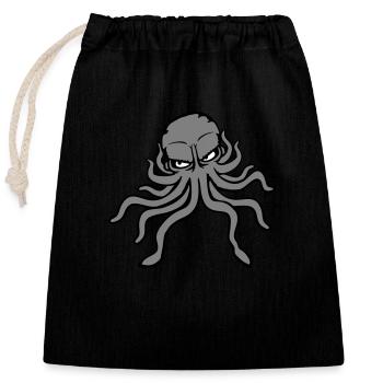 Oktopus Kraken Tintenfisch Kopffüßer böser Blick - Verschließbarer Geschenkbeutel aus Baumwolle (25x30cm) - Schwarz - Vorne