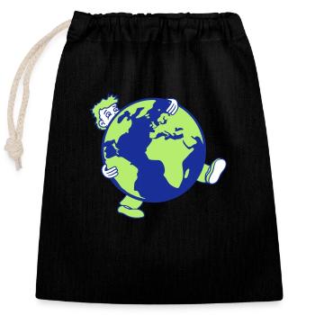 erde planet welt kugel rund gross riesig tragen sc - Verschließbarer Geschenkbeutel aus Baumwolle (25x30cm) - Schwarz - Vorne