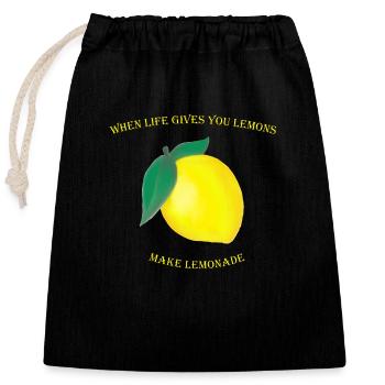 Lorsque la vie vous donne des citrons, faites de la limonade - Sac cadeau en coton avec cordon (25 x 30 cm) - noir - Devant