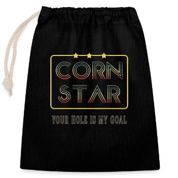Corn Star Cornhole - Verschließbarer Geschenkbeutel aus Baumwolle (25x30cm) - Schwarz - Vorne