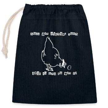 Blindes Huhn - Verschließbarer Geschenkbeutel aus Baumwolle (25x30cm) - Navy - Vorne