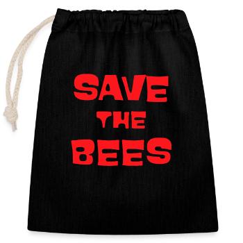 Sauvez les abeilles - Sac cadeau en coton avec cordon (25 x 30 cm) - noir - Devant