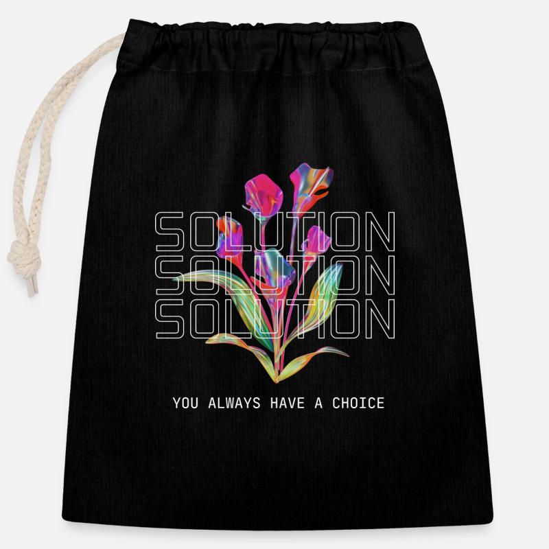 Lösung, Solution - Verschließbarer Geschenkbeutel aus Baumwolle (25x30cm) - Schwarz