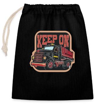 CAMIONS À BENNE BASCULANTE - Sac cadeau en coton avec cordon (25 x 30 cm) - noir - Devant
