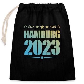 Hambourg 2023 - Sac cadeau en coton avec cordon (25 x 30 cm) - noir - Devant