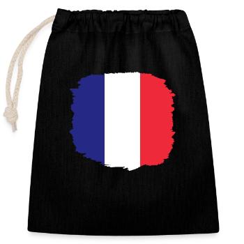 Frankreich Flagge Used Look Französische Fahne - Verschließbarer Geschenkbeutel aus Baumwolle (25x30cm) - Schwarz - Vorne