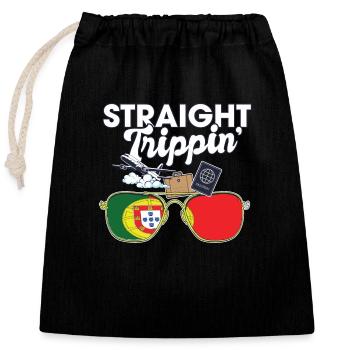 Straight Trippin' Portugal Voyage de vacances - Sac cadeau en coton avec cordon (25 x 30 cm) - noir - Devant