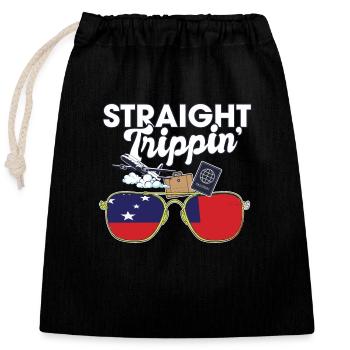 Straight Trippin' Samoa Vacation Tour Travel Trip - Closable cotton gift bag (25x30cm) - black - Front