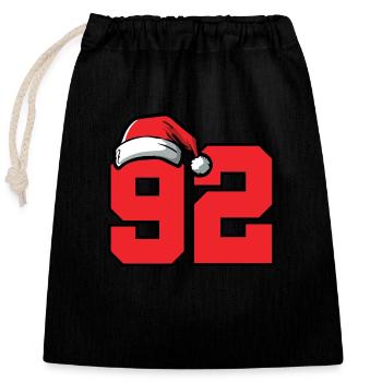 92 Number Christmas - Closable cotton gift bag (25x30cm) - black - Front