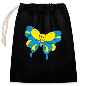 Papillon coloré > Graphique vectoriel - Sac cadeau en coton avec cordon (25 x 30 cm) - noir - Devant